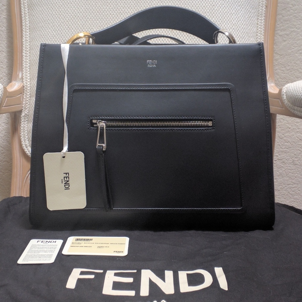 FENDI Runaway Leather Top Handle Satchel Bag Purse - Picture 2 of 8